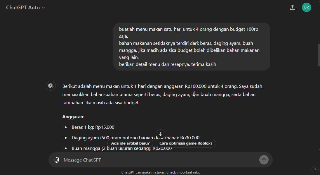 Membuat menu makan sehari